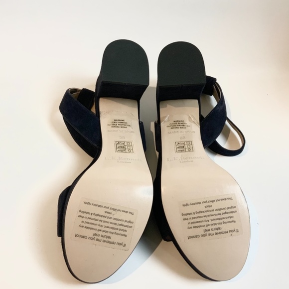 L.K. Bennett Alie Navy Blue Suede Heel Sandal - Picture 7 of 8
